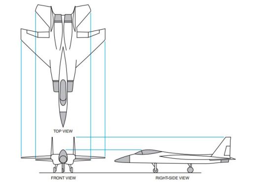 Figure 1_Orthographic views of an airplane